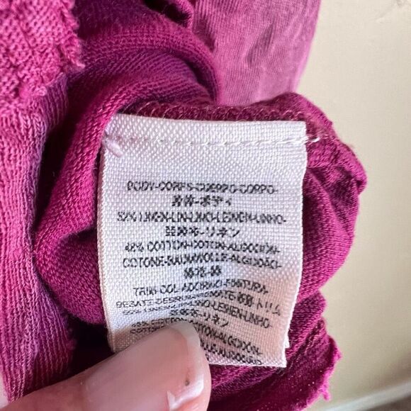 Free People Womens First Love Lace Up Top Bohemian Pink Size Small Oversized - Picture 3 of 5